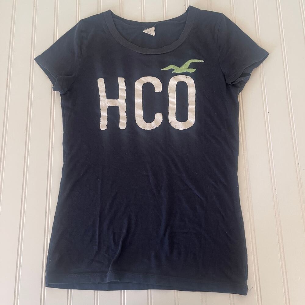 Hollister Distressed Y2K HCO T Shirt Embroidered Seagull Size Womens Medium